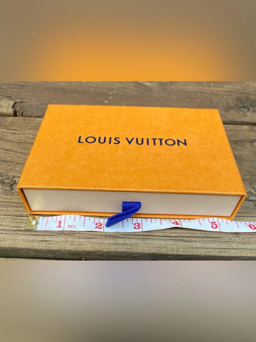 Louis Vuitton Orange Box with Blue Logo and Blue Pull